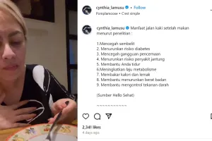 Jadi lebih sehat, kebiasaan Cynthia Lamusu setelah makan ini bisa bantu turunkan risiko diabetes