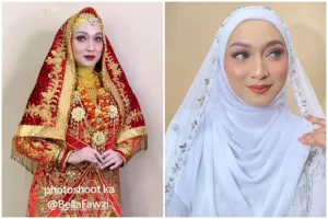 9 Potret detail makeup Bella Fawzi saat pemotretan jadi pengantin, kenakan adat Koto Gadang dan Melayu