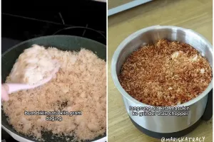 Tak perlu repot diulek, ini trik bikin kelapa gongseng bumbu rendang agar berminyak dan lebih sedap