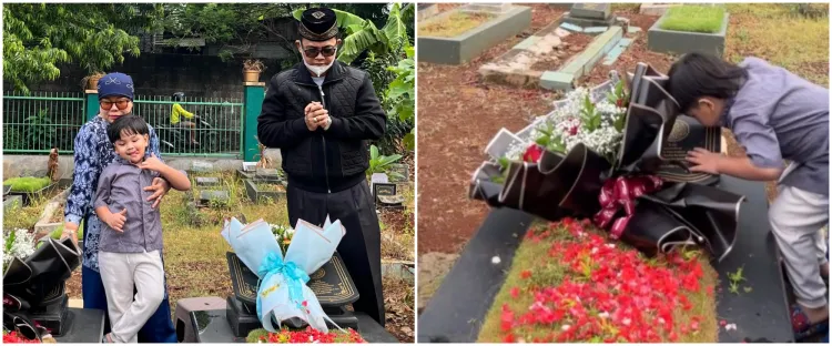 Gala Sky ziarah ke makam Vanessa Angel dan Bibi Ardiansyah sebelum sekolah, 9 momennya bikin mewek
