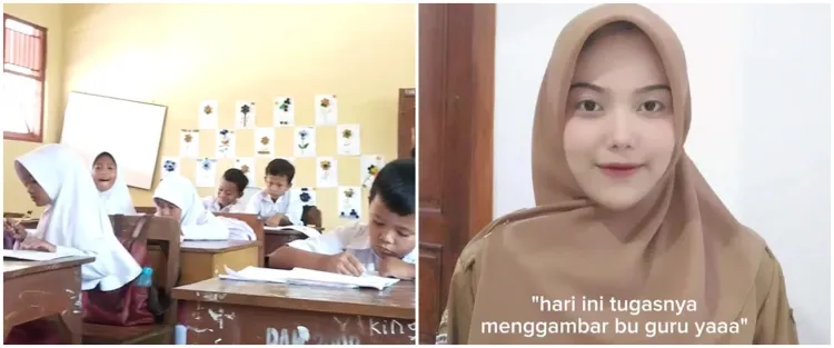 Guru SD ini minta murid gambar dirinya, 15 hasil karyanya ngalahin 