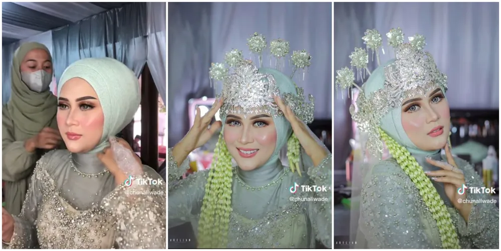 wanita rias wajah sendiri saat menikah © TikTok