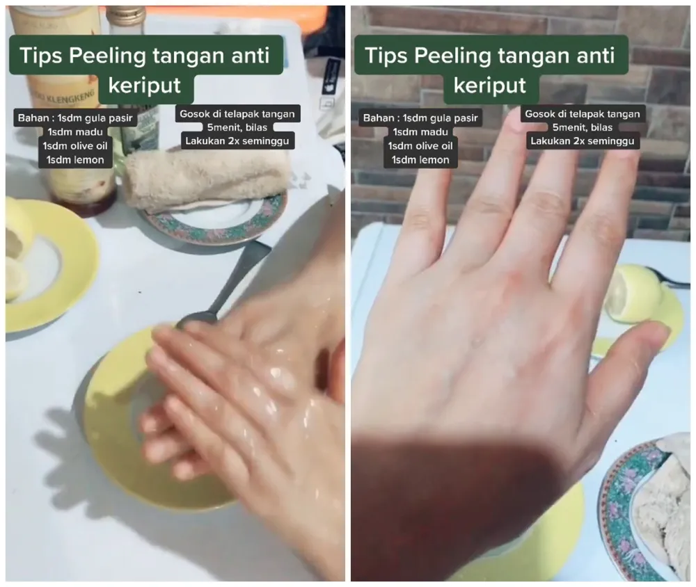 Cara peeling tangan keriput © TikTok