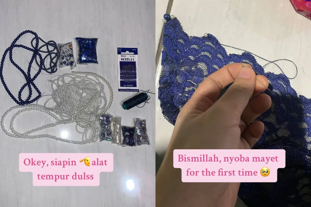Wanita ini rombak baju kebaya © TikTok