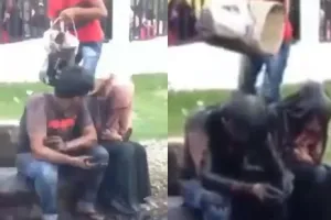 Diduga mesum, sejoli ini diguyur dengan air got